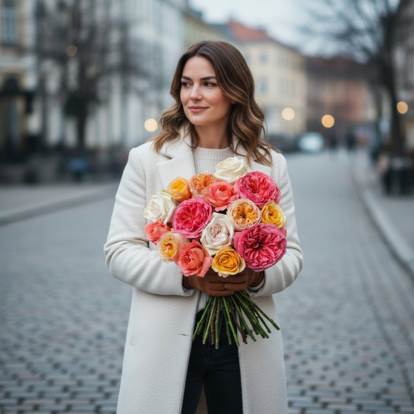 Puokštė "Bijūninių Rožių Gama" 21 vnt. žiedų, -20%