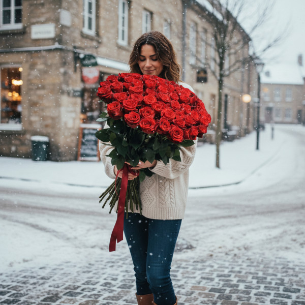 Puokštė "Raudonos Rožės" 21 vnt. žiedų