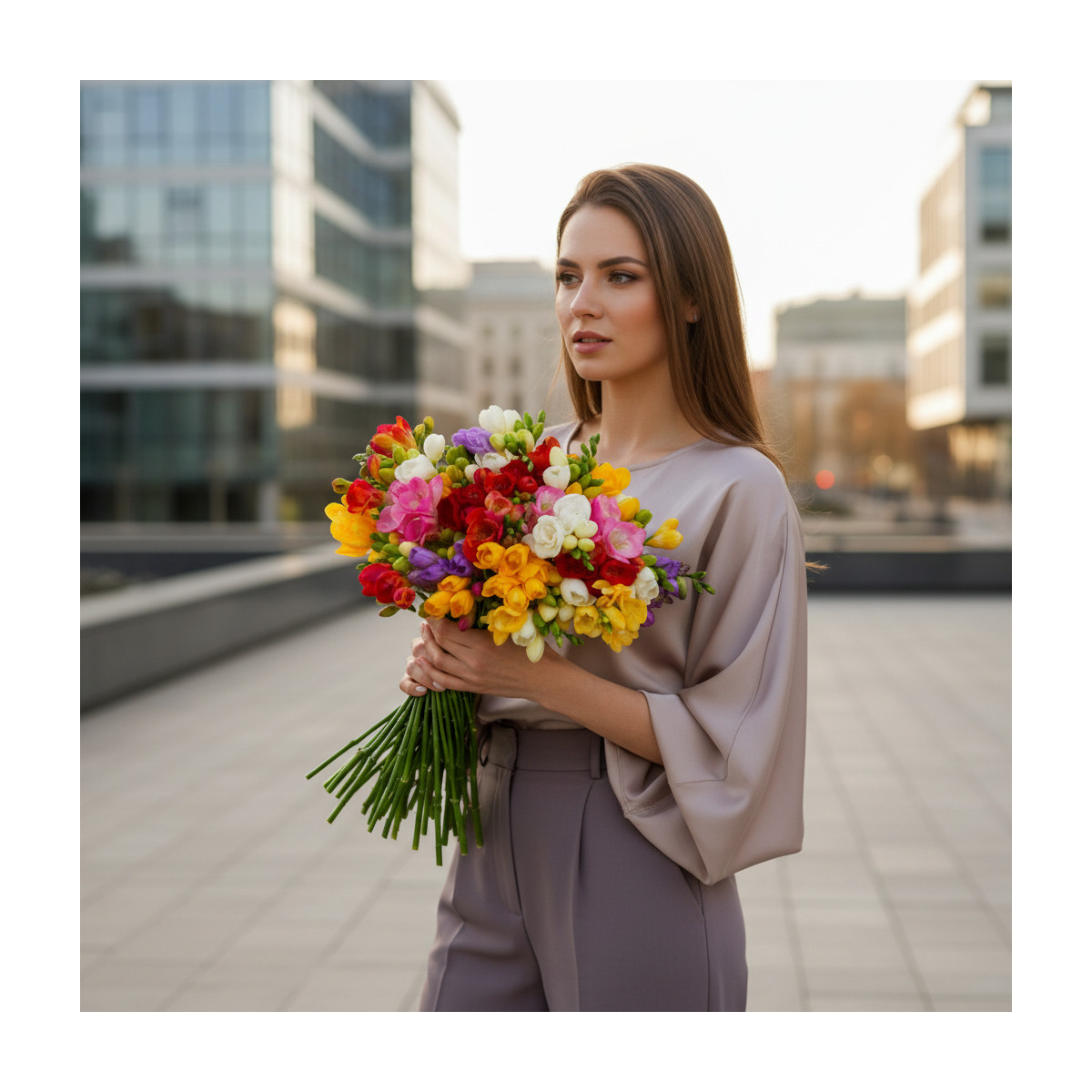 Puokštė "Frezijų Gama" 31 vnt. žiedų,...