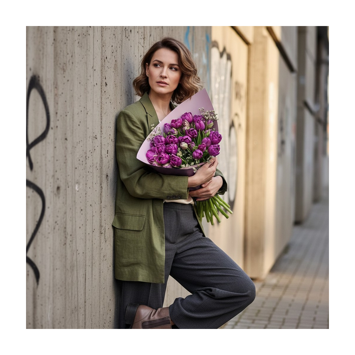 Puokštė "Tulpių Ritmas", 21 vnt. žiedų