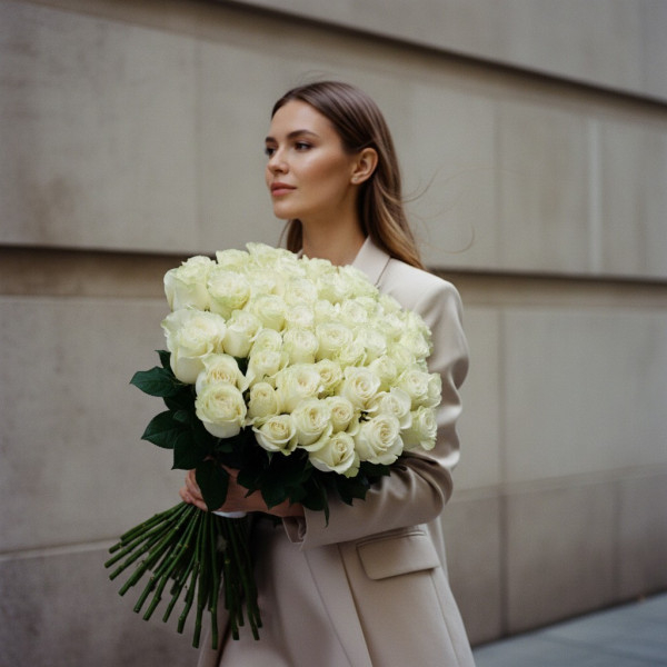 Baltos Ekvadoro rožės ~70...