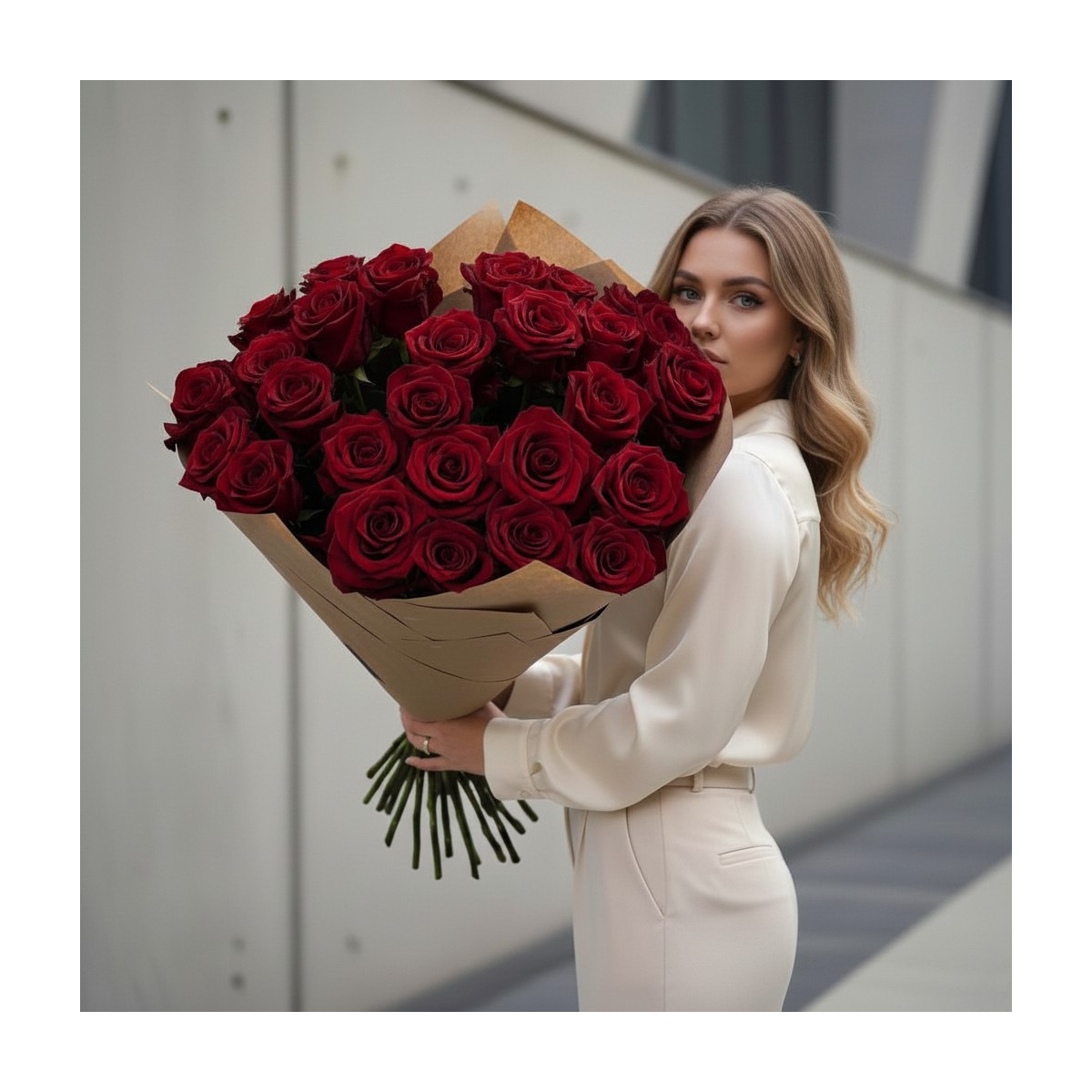 Puokštė "Raudonos Rožės" 21 vnt. žiedų