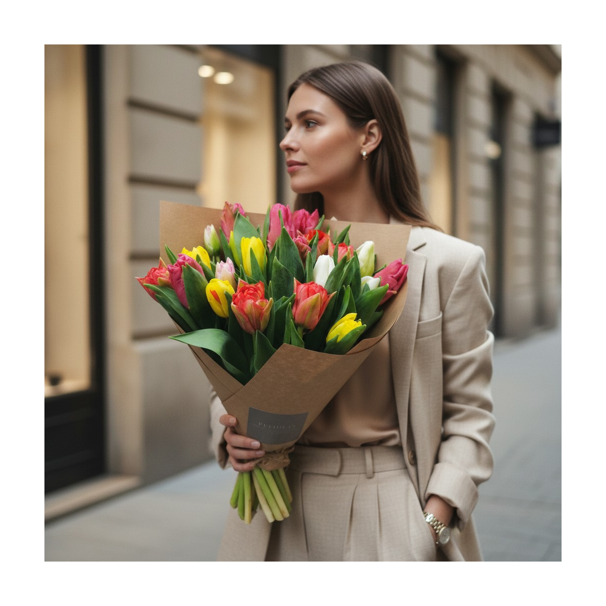 Puokštė "Tulpių Gama" 51 vnt. žiedų,...